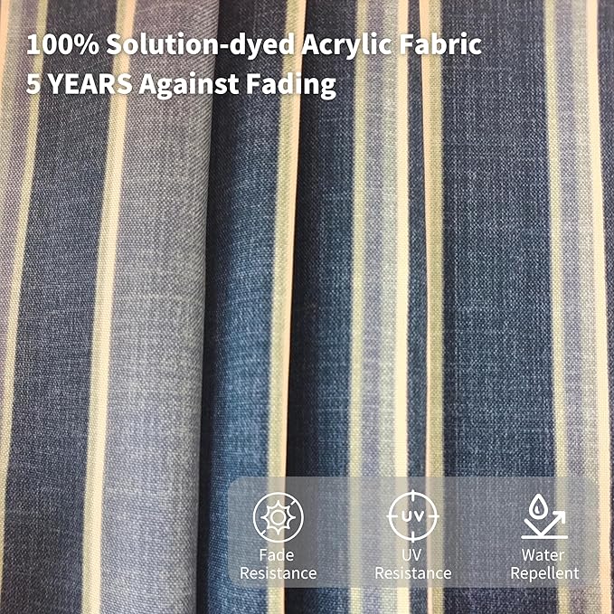 Kingdura 11ft Offset Cantilever Patio Umbrella with Base Included, Large Round Aluminum Outdoor Umbrella with 100% Acrylic Fabric, 360° Rotation & Infinite Tilt for Deck Pool Backyard, Blue Stripes