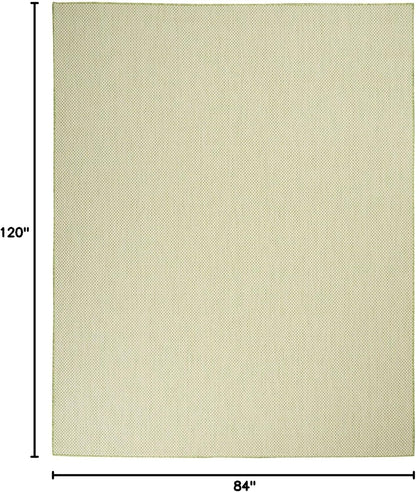 Nourison Home Courtyard Indoor/Outdoor Ivory Green 7' x 10' Area Rug, Geometric, Easy Cleaning, Non Shedding, Bed Room, Living Room, Dining Room, Deck, Patio, Backyard (7x10)