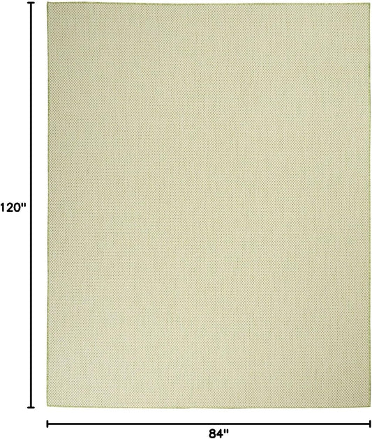 Nourison Home Courtyard Indoor/Outdoor Ivory Green 7' x 10' Area Rug, Geometric, Easy Cleaning, Non Shedding, Bed Room, Living Room, Dining Room, Deck, Patio, Backyard (7x10)