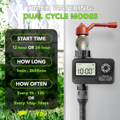 BN LINK Programmable Sprinkler Timer with Rain Delay – Waterproof Digital Water Timer for Garden Hoses, Manual & Automatic Irrigation System, 1 Outlet