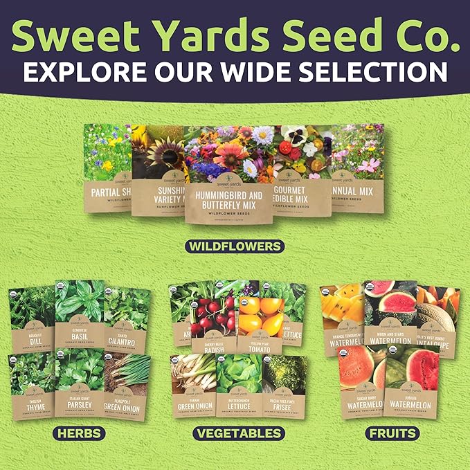 Organic Heirloom Garden Seeds Variety Pack - 10 Individual Packs - 2025 Season - Cherry Tomatoes, Spinach, Squash, Watermelon and More! for Indoor & Outdoor Planting (Non-GMO, Certified Organic)