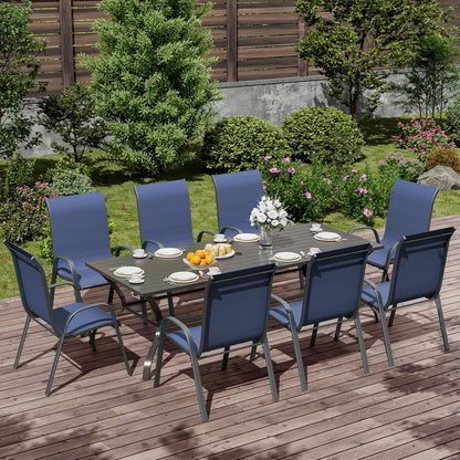 UDPATIO Patio Chairs Set of 8, Stackable Outdoor Dining Chairs with High Back, Breathable Textilene Fabric Outdoor Chair All Weather, 350LBS Capacity for Garden, Backyard (Blue)