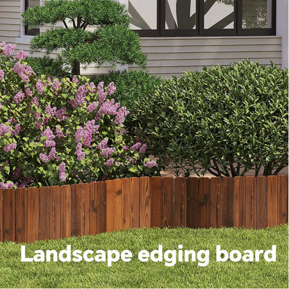 Wooden Garden Edging Border Wood Garden Fence Wooden Landscape Edging Decorative No-Dig Garden Edging Landscaping Lawn Edging Fence-7.87”H x48”L (2PACK, 8FT Total Length)