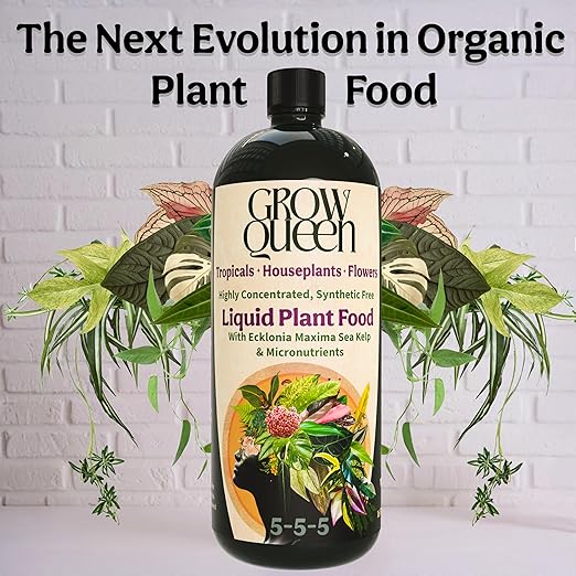 Organic Liquid Indoor Plant Food, Houseplant, Tropical & All-Purpose Indoor Plant Fertilizer, Organic Liquid Fertilizer 5-5-5 with Sea Kelp, 12oz Treats 75 Gallons