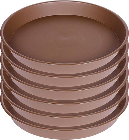6 Pack of 12 inch Plant Saucer, Heavy Duty Plastic Plant Saucer 12 inch Round, Plant Tray for Pots, Flower Plant Saucers for Indoors, Plant Trays for Planter 10"/11"/12" (12", Chocolate)