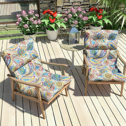 LVTXIII 2 Pack Outdoor/Indoor High Back Chair Cushions, Deep Seat Patio Seat and Back Cushion Set, Stuffed High Rebound Foam Rocking Chair Cushions, 44”x22”x4”, Paisley Chili