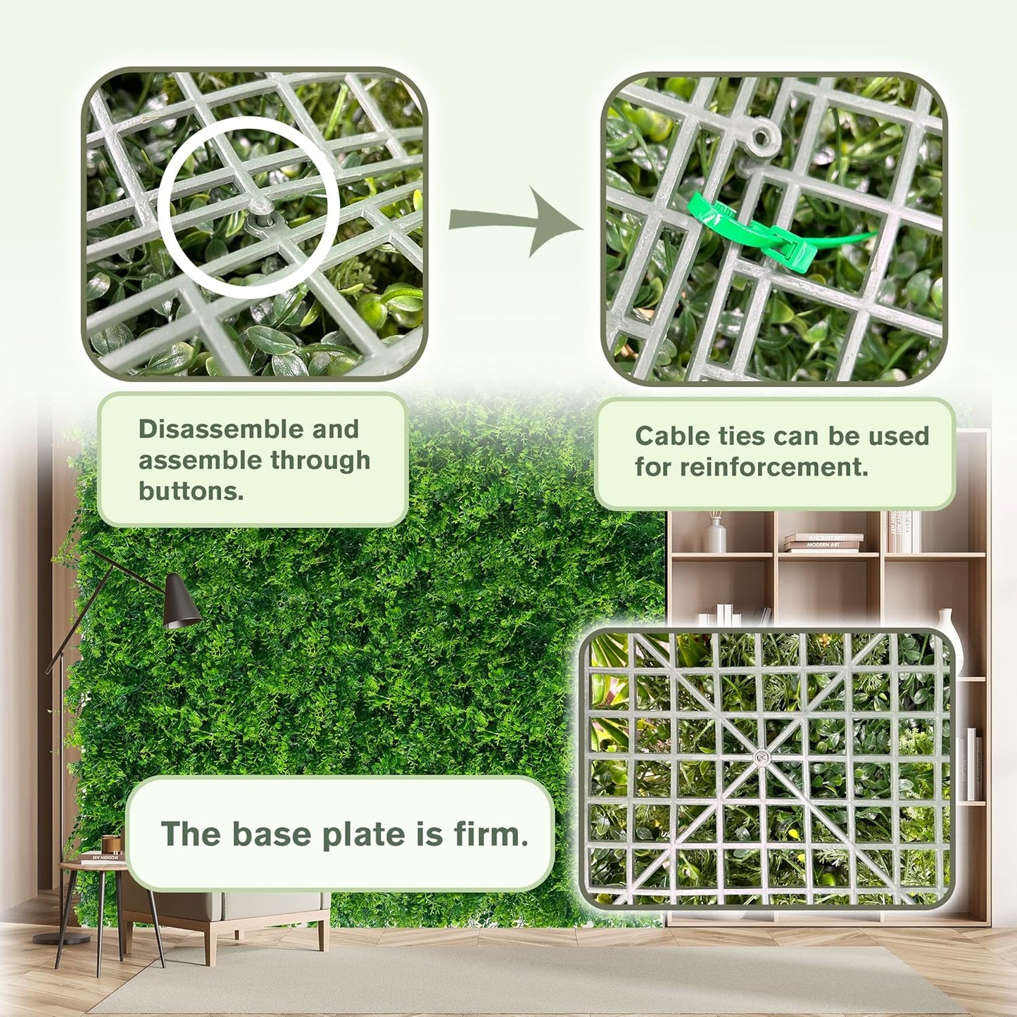 Greenery Faux Grass Wall Backdrop: 48"x128" (43 SQFT) UV-Anti Artificial Green Boxwood Panel for Patio Balcony Privacy & Ivy Fence Covering Privacy, Garden, Backyard Wall Backdrop Decor