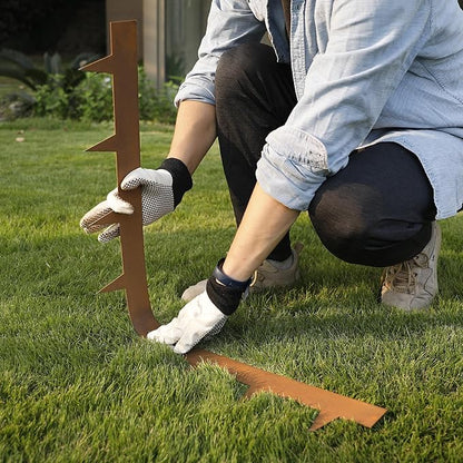 KOL Weather Resistant Steel Flexible Garden Lawn Edging, 10-Pack Pre-Rusted Metal Landscape Edging Strips - Heavy Duty Hammer-in Border with 11 Clips - 16-Gauge - 40" L x 4.5" H (33FT Total Length)