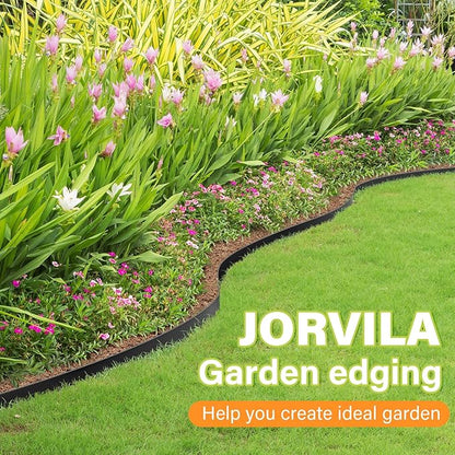 Landscape Edging, 2.0" x 100' Plastic Garden Edging with 120 Pcs Metal Spikes, Flexible Garden Border for Lawn, Landscaping, Flower Beds