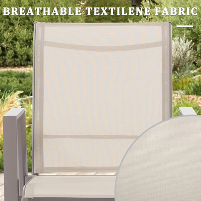 Outdoor Patio Chairs Set of 6, Ivory Beige Stackable Outdoor Chairs, Lightweight Patio Set with High Back, Metal Dining Chair for Lawn, Garden, Yard and Deck