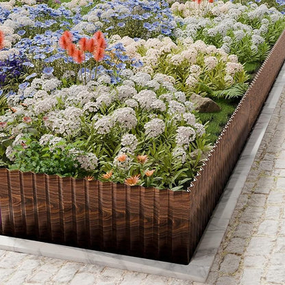 SnugNiture Corrugated Metal Garden Edging,8" x 20' Landscape Edging Border,Sturdy Metal Lawn Edging for Landscaping, Garden,Flower Bed and Yard