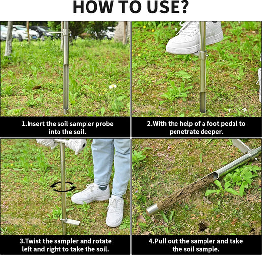 Soil Sample Probe, 36 Inch Soil Probe Rod, Ground Probe Rod, My Soil Test Kit, Stainless Steel Soil Sampler Tool for Soil Sampling, Gardening