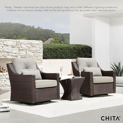 CHITA Patio Wicker Chair, 360° Rocking Swivel Outdoor Rattan Chair with Thickened Cushions for Backyard, Poolside, Garden or Porch