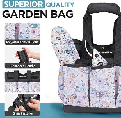 WORKPRO 5PCS Garden Tool Set, Aluminum Heavy Duty Gardening Tool Set with Bag, Outdoor Garden Hand Tools, Gardening Gifts