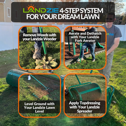 LANDZIE - The Original 24 Inch Compost and Peat Moss Spreader Roller - Top Soil, Sand, Manure, Mulch, Top Dressing Lawn and Garden Spreader