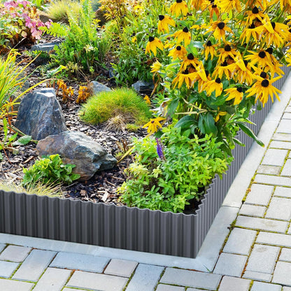LAVEVE Corrugated Metal Garden Edging 6" x 40Ft, Landscape Edging Border for Lawn, Flower Bed, Garden Fence, Paver Edging (Dark Gray)