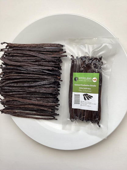 2oz. Tahitian Vanilla Beans Grade B Extract Exclusive (1/8 Lb) Bulk|4"-5" Whole Natural Raw NON-GMO PODS by FITNCLEAN VANILLA