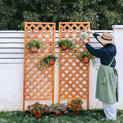 2-Pack Wooden Garden Trellis Panels – 72" H x 24" W Climbing Plant Support Screen for Outdoor Vines, Roses & Vegetables – FSC Fir Wood, Weather-Resistant, Lattice Privacy Fence