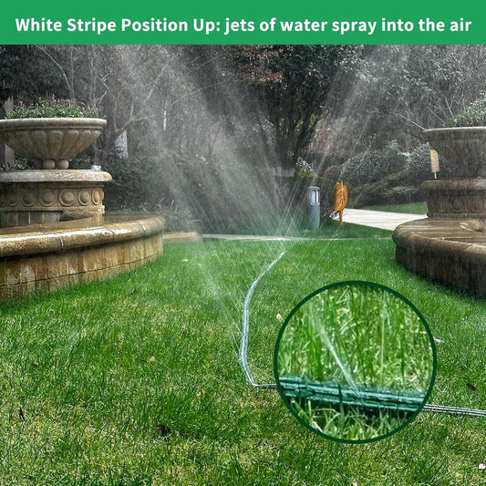 Watoo 2025 Sprinkler Hose & Soaker Hose for Yard - 75 FT Reinforced Flat Garden Hose with Holes, Heavy Duty No-Kink Lawn Irrigation Hose (Includes Stakes, High Pressure Spray)