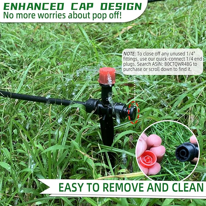 20PCS Push-to-Fit Drip Irrigation Emitters for 1/4 inch Irrigation Tubing, Two-Way Connection Adjustable Drip Emitter Sprayer with Stake, Irrigation Dripper Sprinklers for Drip Irrigation System