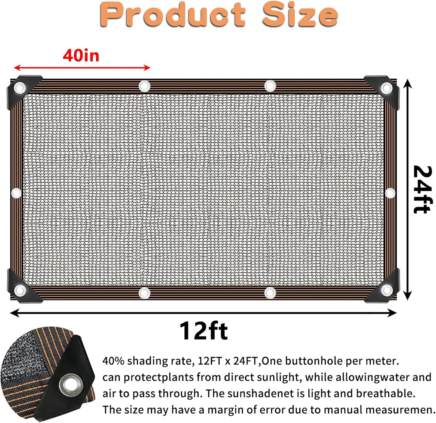 Shade Cloth for Plants Greenhouse, 40-50% Sunblock Shade Sails -for Outdoor Garden Pergola Patio Lawn Plant Pool Sun Shade Cloths for Kennel Chicken Coop Easier to Hang Shade Net Cover
