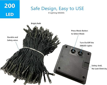 OZS 2PK 240LED Solar String Lights Outdoor Waterproof | Solar Christmas Tree Lights with 8 Lighting Modes Solar Light Outdoor for Xmas Party Garden Tree Christmas Decorations (Red&Cool White)