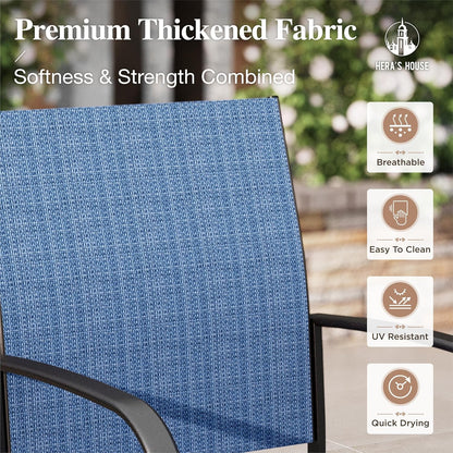 HERA'S HOUSE Extendable Patio Table and Chairs Set for 8, 9 Pieces Outdoor Dining Set, Rectangular Metal Dining Table with 8 x Chairs for Deck Lawn Garden Porch, Blue