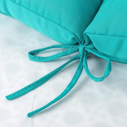 ARTPLAN All Weather Chair Outdoor Cushions Wicker Tufted Pillow with Back for Outdoor Furniture,Teal