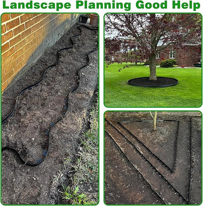 Landscape Edging Border 33 FT 2 Inch Tall with 60 Spikes, Plastic Edging for Landscaping, Garden Edging Border， Flower Bed, Paver and Lawn Edging Border, Black