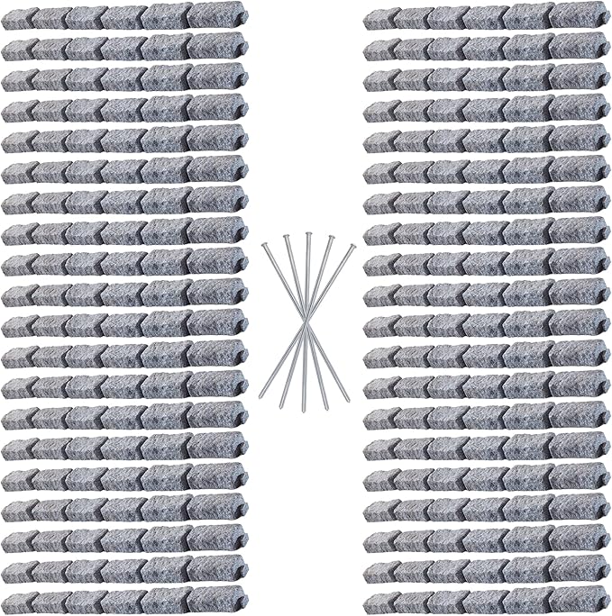 Beuta Landscape Edging | Garden Edging Border | Faux Stone Bricks for Lawn edging, Flower beds, Pathways & Yard Edging– 40 Packs | Each Section Has 6 Bricks 48"L x 4"W x 2.25"H | 120 Spikes |Greystone