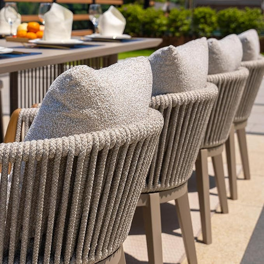 PURPLE LEAF 9 Pieces Outdoor Dining Set for 8, Aluminum Outdoor Patio Table and Chairs Set with Olefin Cushions, All-Weather Patio Dining Set for Garden or Deck, Beige