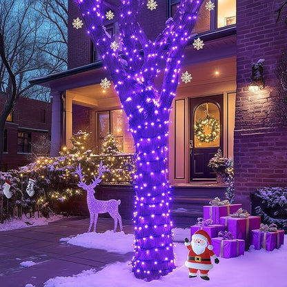 JMEXSUSS 2 Pack Purple Solar Halloween Lights, Total 400 LED 151FT Purple Halloween Lights Outdoor Waterproof, 8 Modes Solar Christmas Light for Outside Patio Yard Tree Decorations