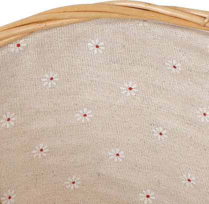 KINJOEK Wicker Woven Basket, 14 x 11 x 6.7 Inch Multipurpose Willow Basket with Handle Premium Linen Cotton Cloth Lining for Storage and Decoration, Natural