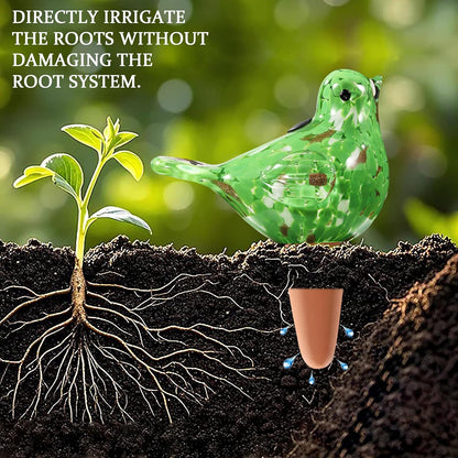 Glass Bird Shaped Plant Watering Ball Glass Automatic Watering Ball Flower Pot Insertion Spike Drip Irrigation Device Watering Ball Irrigation System Plant Enthusiast Gift (Green)