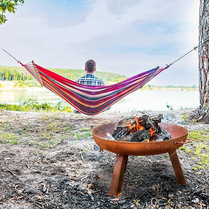 Sunnydaze 24-Inch Cast Iron Heavy-Duty Fire Pit for Outside - Wood-Burning Outdoor Fire Pit Bowl with Handles - Oxidized Finish