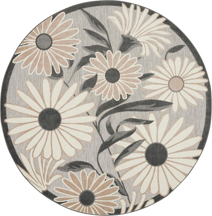 Nourison Home Aloha Indoor/Outdoor Beige 7’10” x Round Area Rug, Easy Cleaning, Non Shedding, Bed Room, Living Room, Dining Room, Backyard, Deck, Patio (8 Round)