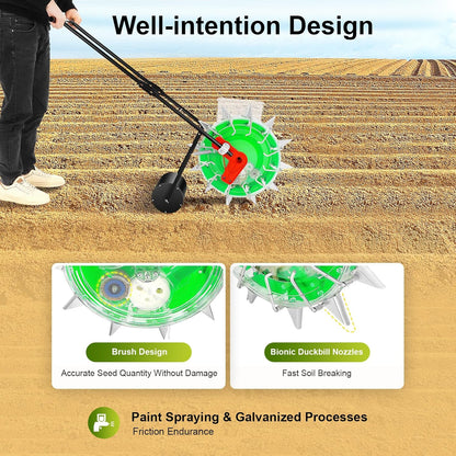 Manual Seeder,Garden Hand-Push Seeding Machine Walk-Behind Row Crop Planter Roller Seeding Hand Push Seeder for Soy Peanut Corn Cotton Soybean (12 Nozzles)