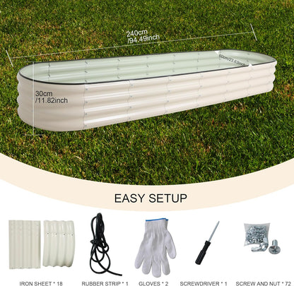 Galvanized Raised Garden Bed Kit Outdoor Metal Garden Planter Box for Backyard Gardening, Planting Vegetables, and Patio (94.4"x23.6"x11.8")
