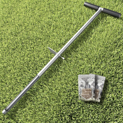 36" Soil Sample Probe Stainless Steel T-Style Handle Sampling Soil Probe Soil Sample Test Tool Kits with Foot Pedal and Reusable Sample Bags for Farm/Agriculture/Garden/Lawn/Golf Course