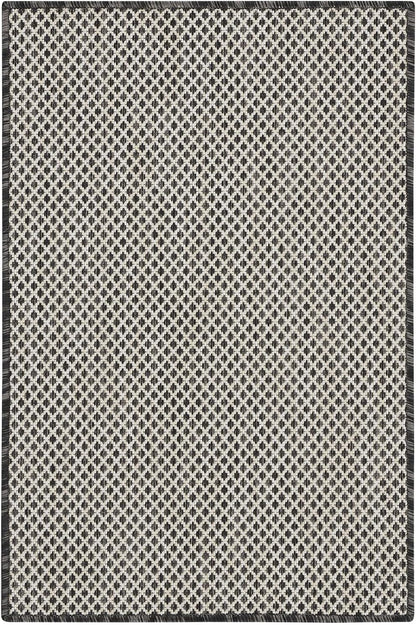 Nourison Courtyard Indoor/Outdoor Ivory Charcoal 2' x 3' Area Rug, Geometric, Easy Cleaning, Non Shedding, Bed Room, Living Room, Dining Room, Deck, Patio, Backyard (2x3)