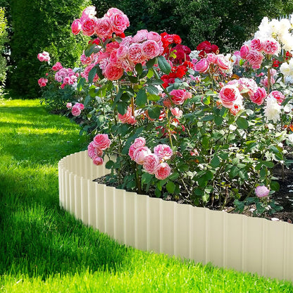 LAVEVE Corrugated Metal Garden Edging 10" x 20Ft, Landscape Edging Border for Lawn, Flower Bed, Garden Fence, Paver Edging (Cream)