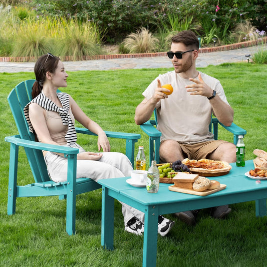 Stackable Adirondack Chair Set of 4, HDPE Outdoor Patio Chair - Durable and Space Saving, Suitable for Porches, Lawns or Garden, Aruba