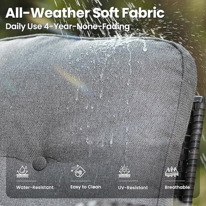 ovios 3 Pieces Patio Furniture Set, Outdoor Rocking Chairs of 2, Wicker Swivel Glider Chairs with Side Table Thick Cushions, All Weather Rattan Bistro Set for Porch, Dark Grey