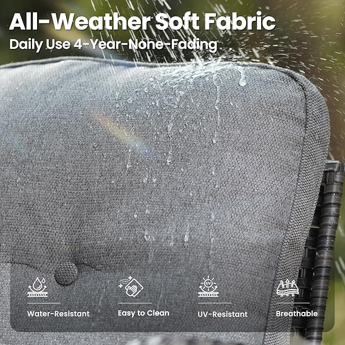 ovios 7 Pieces Patio Furniture Set, Outdoor Wicker Sofa with Swivel Chairs, Coffee Table, All Weather High Back Rattan Loveseat Couch with Comfy Cushions, Dark Grey