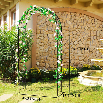 Garden Arbor 7.9 Ft High x 3.8 Ft Wide Sturdy Metal Archway with Ground Stakes to Enhance Stability for Different Grounds, Garden Arch Trellis Pergola for Climbing Plants, Decoration
