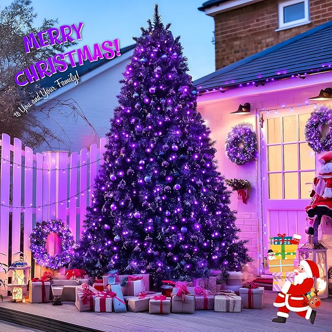 JMEXSUSS Purple Solar Lights Outdoor Waterproof, 2 Pack 100 LED Solar String Lights, Purple Christmas Light for Halloween Decor Outside Tree Yard Garden