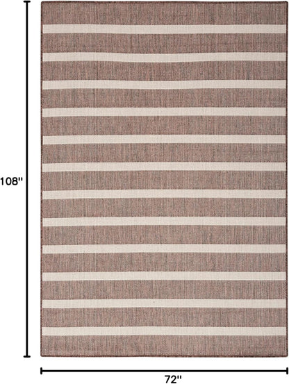 Nourison Home Positano Indoor/Outdoor Natural Ivory 6' x 9' Area Rug, Easy Cleaning, Non Shedding, Bed Room, Living Room, Dining Room, Deck, Backyard, Patio (6x9)