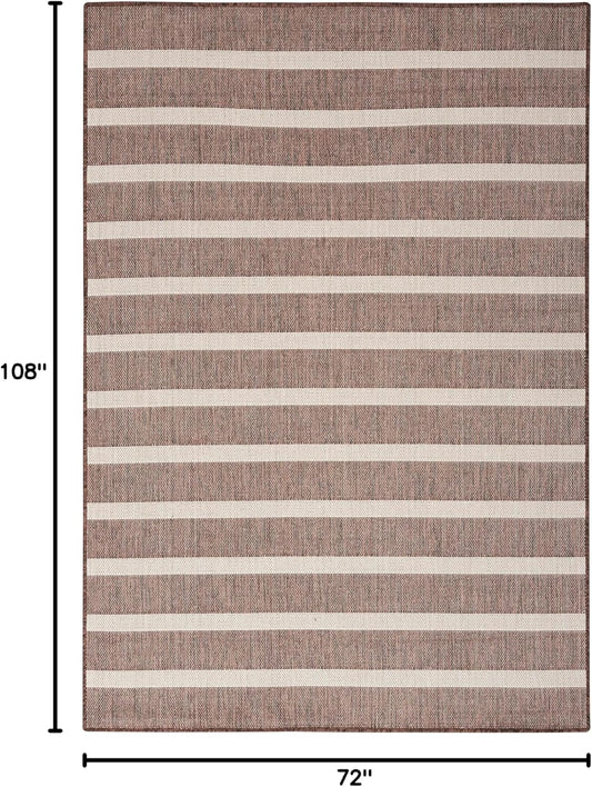 Nourison Home Positano Indoor/Outdoor Natural Ivory 6' x 9' Area Rug, Easy Cleaning, Non Shedding, Bed Room, Living Room, Dining Room, Deck, Backyard, Patio (6x9)