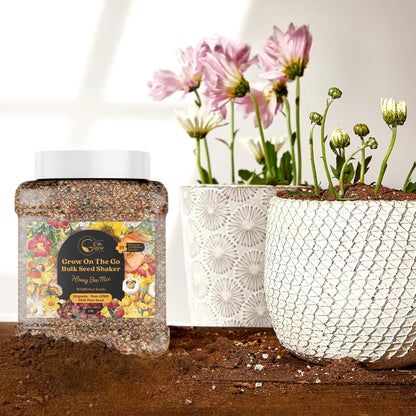 Bulk Wildflower Seed Mix – Honey Bee Wildflower Seed Mix 1 Pound Tub by GevaGrow | Bulk 300,000+ Seed Tub | 19 Variety Flower Seeds for Planting in Pots & Outdoor Gardens | No Messy Bags or Packets |