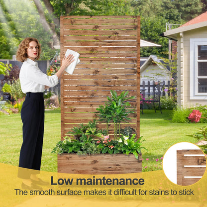 Raised Garden Bed with Trellis and Wheels,73"x35"x16" Metal Raised Garden Bed,Brown Wood Finish Metal Planter with Climbing Trellis for Vines & Vegetables